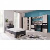 Lit ado en bois, 1 tiroir, 3 niches de rangement, Gamme porto