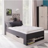Lit ado en bois, 1 tiroir, 3 niches de rangement, Gamme porto