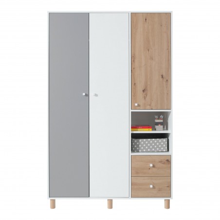 Armoire enfant 3 portes et 2 tiroirs, Gamme teen