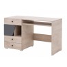 Bureau enfant en bois chêne clair et gris, 2 niches, 3 tiroirs, Gamme faro