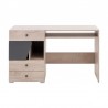 Bureau enfant en bois chêne clair et gris, 2 niches, 3 tiroirs, Gamme faro