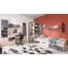 Bureau enfant en bois chêne clair et gris, 2 niches, 3 tiroirs, Gamme faro