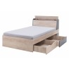 Lit ado en bois blanc et gris, 2 tiroirs, Gamme faro