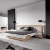 Lit double design adulte160 x200 cm, noyer et blanc, Gamme mya