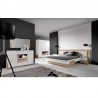 Lit double design adulte160 x200 cm, noyer et blanc, Gamme mya