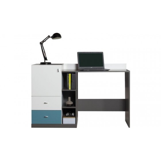 Bureau enfant en bois, 1 porte, 3 niches, 3 tiroirs, Gamme lagos