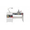 Bureau enfant en bois blanc et béton, 1 porte, 4 niches, 1 tiroir, Gamme elche
