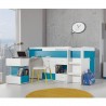 Lit mezzanine enfant en bois, bureau, 3 tiroirs, 3 portes, Gamme braga