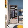 Armoire enfant en bois chêne et gris, 2 portes, 2 tiroirs, Gamme faro