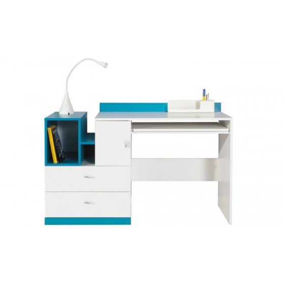 Bureau enfant en bois, 1 porte, 1 niche, 2 tiroirs, Gamme braga