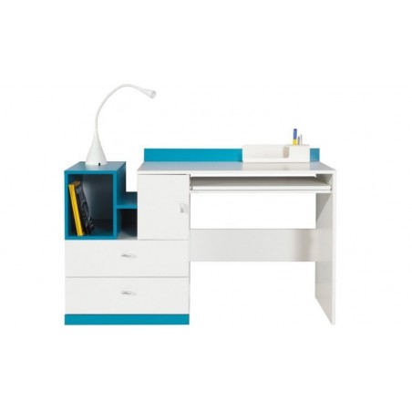 Bureau enfant en bois, 1 porte, 1 niche, 2 tiroirs, Gamme braga