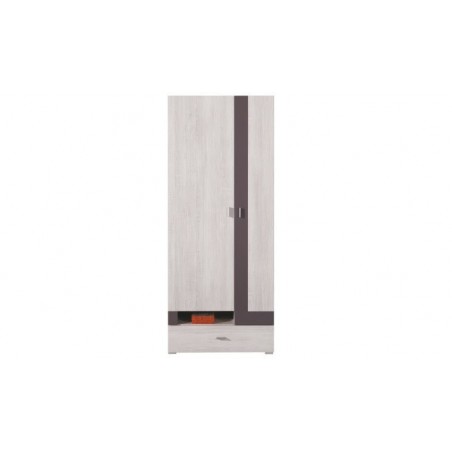 Armoire enfant en pin, 2 portes, 1 tiroir, Gamme evora