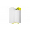 Armoire d'angle enfant en bois blanc et jaune, 2 portes, Gamme mouscron