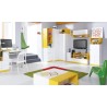 Armoire d'angle enfant en bois blanc et jaune, 2 portes, Gamme mouscron