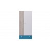 Armoire enfant en bois blanc, gris et bleu, 2 portes, 1 tiroir, Gamme porto