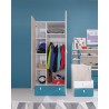 Armoire enfant en bois blanc, gris et bleu, 2 portes, 1 tiroir, Gamme porto