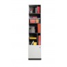 Bibliothèque enfant en bois blanc et gris, 1 porte, 6 niches, Gamme lagos