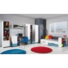 Bibliothèque enfant en bois blanc et gris, 1 porte, 6 niches, Gamme lagos