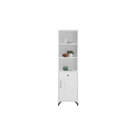 Bibliothèque enfant en bois blanc, 1 porte, 1 tiroir, 3 niches, Gamme cordoue