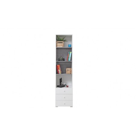 Bibliothèque enfant en bois, 4 niches, 3 tiroirs, Gamme elche