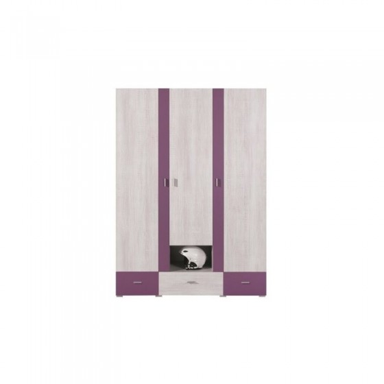 Armoire enfant en pin, 3 portes, 3 tiroirs, Gamme evora