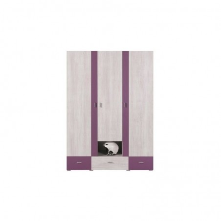 Armoire enfant en pin, 3 portes, 3 tiroirs, Gamme evora