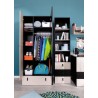 Armoire enfant en bois gris et noir, 2 portes, 1 tiroir, Gamme porto