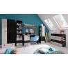 Armoire enfant en bois gris et noir, 2 portes, 1 tiroir, Gamme porto