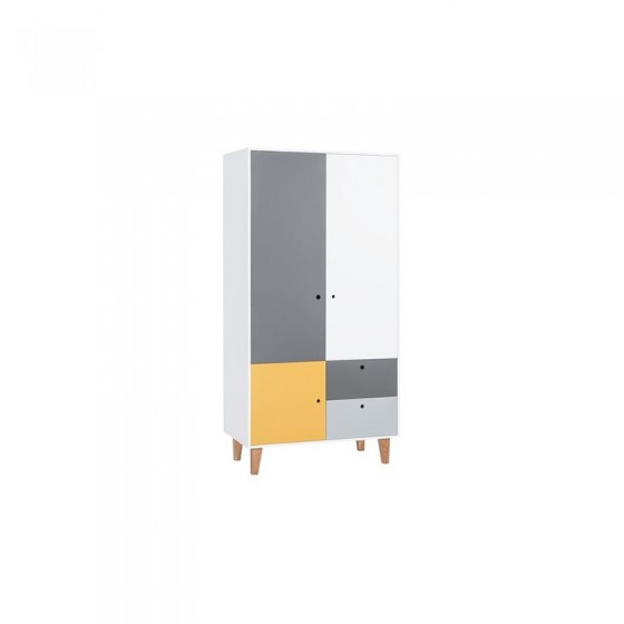 Armoire enfant en bois, 3 portes, 2 tiroirs, Gamme tomar