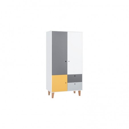Armoire enfant en bois, 3 portes, 2 tiroirs, Gamme tomar