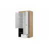 Armoire enfant en bois blanc, noir et chêne, 2 portes, 1 tiroir, 2 niches, Gamme ypres