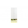 Armoire enfant en bois blanc et jaune, 2 portes, 2 tiroirs, 3 niches, Gamme mouscron