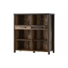 Meuble bibliothèque style industriel, 2 tiroirs 6 niches, couleur gris anthracite et bois, Gamme Buffo