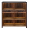 Meuble bibliothèque style industriel, 2 tiroirs 6 niches, couleur gris anthracite et bois, Gamme Buffo