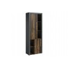 Meuble bibliothèque style industriel, 2 portes 5 niches, couleur noir et bois, Gamme Nala
