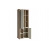 Bibliothèque style industriel, 2 portes, 5 niches, couleur blanc et bois, Gamme NalaW