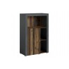 Bibliothèque 1 porte 3 niches, couleur noir et bois, Gamme Nala