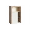 Meuble bibliothèque 1 porte 3 niches, couleur blanc et bois, Gamme NalaW