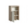 Meuble bibliothèque 1 porte 3 niches, couleur blanc et bois, Gamme NalaW
