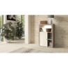 Meuble bibliothèque 1 porte 3 niches, couleur blanc et bois, Gamme NalaW