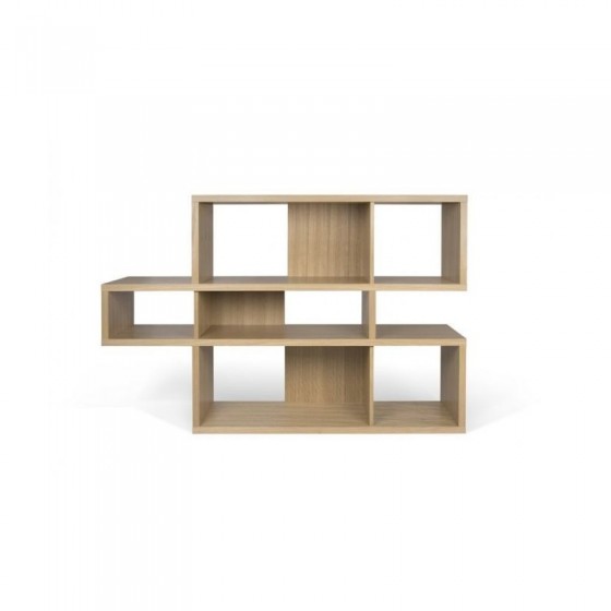 Bibliothèque basse design multi-niches finition chêne et noir, Gamme london