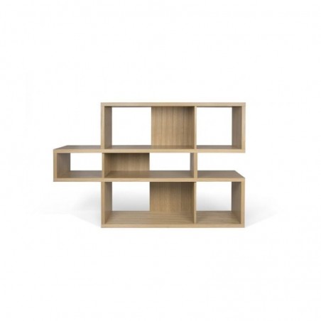 Bibliothèque basse design multi-niches finition chêne et noir, Gamme london