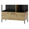 Bibliothèque, 1 tiroir et 6 niches, pieds en métal, couleur chêne artisanal avec éléments noirs mats