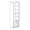 Meuble bibliothèque, 1 porte et 2 tiroirs, couleur verre blanc / blanc, Gamme LioBlanc