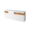 Buffet en bois, 219 cm longeur, 4 portes, 2 tiroirs, Gamme florence