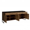 Buffet en bois, 204 cm longeur, 2 tiroirs 4 portes  style industriel, Gamme factory