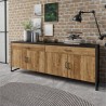 Buffet en bois, 204 cm longeur, 2 tiroirs 4 portes  style industriel, Gamme factory