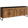Buffet en bois, 204 cm longeur, 2 tiroirs 4 portes  style industriel, Gamme factory