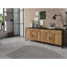 Buffet en bois, 204 cm longeur, 2 tiroirs 4 portes  style industriel, Gamme factory