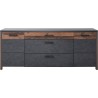 Buffet style industriel, 197 cm de longueur, 2 portes 3 tiroirs et 4 niches, Gamme Buffo